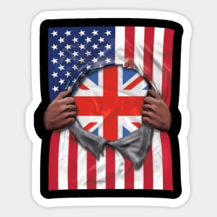 United Kingdom Flag American Flag Ripped - Gift for English Scottish Welsh Or Irish From United Kingdom Sticker